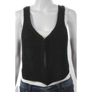 Isalis Womens Black Nylon Sleeveless Solid Vest Size XS